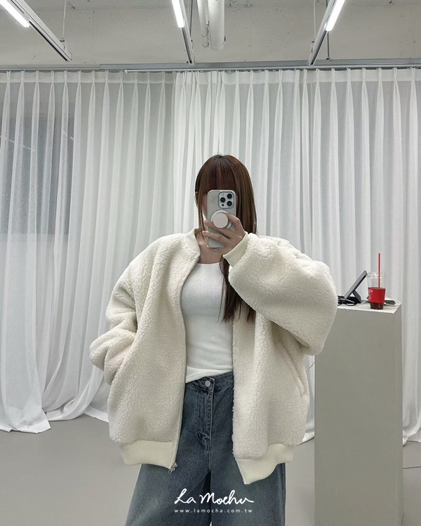 無領羔毛保暖外套
